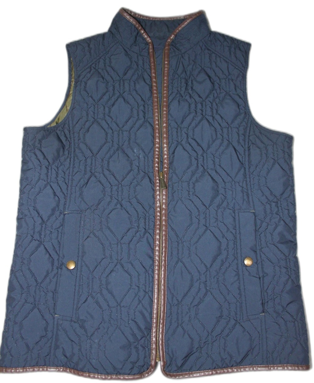 Lands' End Vest Womens M - 10-12 Blue Quilted Taffeta Insulated Full Zip Pockets